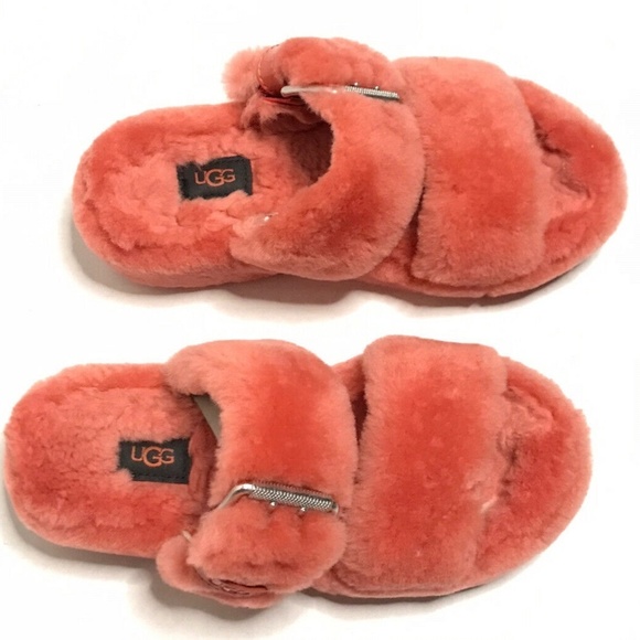 UGG | Fuzz Yeah Slippers Women's Size 6 Orange Comfort Side Buckle Flats - Picture 3 of 9